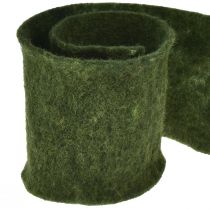 položky Plstěná stuha vlněná stuha řemeslná plstěná rulička tmavě zelená 15cm 5m