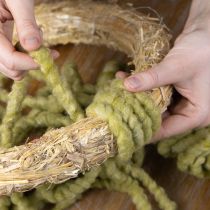 položky Nadýchaná plstěná šňůra Mirabell, vlněná, zelená, 25m, dekorativní stuha pro květinářství, dekorace, tvoření, DIY