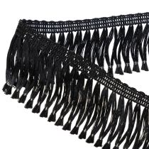 položky Černá třásňová stuha 4cm, kordónový lem, ozdobný lurex s třásněmi 25m