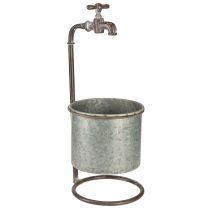 položky Zahradní dekorace kovový květináč s kohoutkem Ø16,5cm H42cm