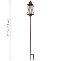 položky Zahradní lucerna, kovová dekorace, rezavý vzhled, 12 cm x 12 cm x 135 cm