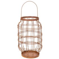 položky Zahradní lucerna, kovová, rezavá povrchová úprava, rukojeť, vintage, Ø19,5 cm