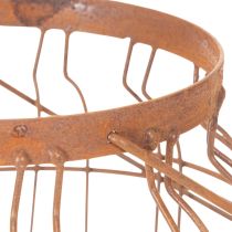 položky Zahradní lucerna, kovová, rezavá povrchová úprava, rukojeť, vintage, Ø19,5 cm