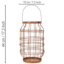 položky Zahradní lucerna, kovová, rezavá povrchová úprava, rukojeť, vintage, Ø19,5 cm