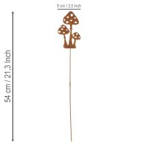 položky Zahradní kůl, zvětralá ocel, dekorativní kůl z muchomůrky, 15 cm, 6 kusů