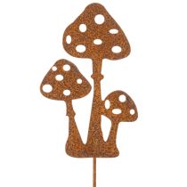 položky Zahradní kůl, zvětralá ocel, dekorativní kůl z muchomůrky, 15 cm, 6 kusů