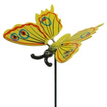 Motýl na tyči 17cm žlutý