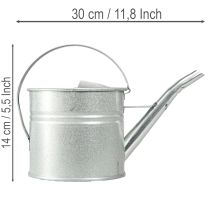 položky Vintage dekorativní konev na zalévání, kovová, stříbrná, květináč o objemu 1,25 l