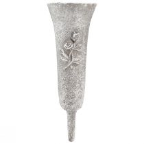 Hřbitovní váza šedá Váza s hrotem Design růže V26cm 2ks
