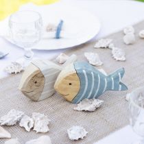 položky Dřevěná dekorace na stůl na ryby stojan na ryby dřevo 15×8cm 2 ks