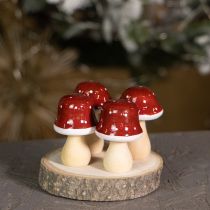 položky Dřevěné houby, muchomůrky, dekorace, dřevo, FSC, červenohnědé, V 6,5/7 cm, 4 kusy
