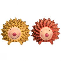položky Dekorace ježka dřevěná figurka podzimní oranžovožlutá 8×7×6cm 4 kusy