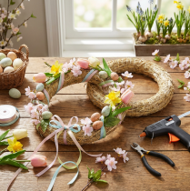 položky Květinový slaměný věnec pro kreativní věnce na dveře a sezónní dekoraci 25/4 cm 2 ks