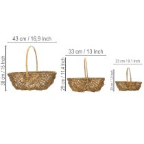 položky Bramborový košík 43/33/23cm s alobalem, přírodní, sada 3 kusů.