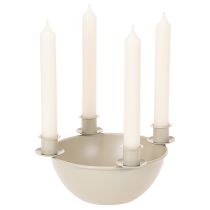 položky Svícen se 4 objímkami, moderní adventní věnec, béžový, 15 cm