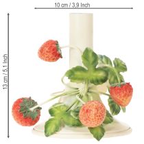 položky Kovový svícen s jahodovou dekorací, letní krém, V13cm