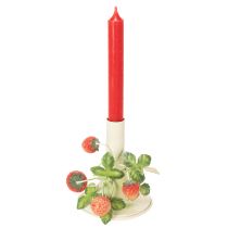 položky Kovový svícen s jahodovou dekorací, letní krém, V13cm