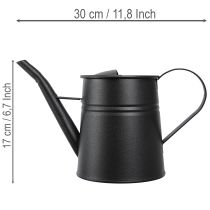 položky Stylová malá dekorativní konvička na zalévání, černý kov, 30x13x17cm, 1,7l, květináč, dekorace do bytu/balkonu