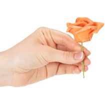 položky Umělá oranžová růže, květ 5 cm, jednoduchá, 100 kusů
