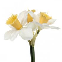 Umělé narcisy hedvábné květy bílý narcis 40cm 3ks