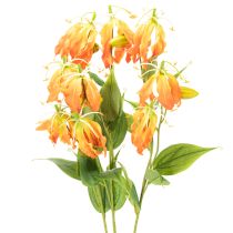 položky Umělý květ Gloriosa oranžová s dlouhými stonky do vázy 80 cm 3 ks