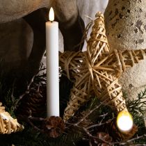 položky LED svíčky Bílé voskové svíčky s kuželovým efektem Teplá bílá 24,5 cm 2 ks