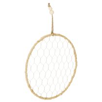 položky Boho kovový ozdobný prsten, stříbrný, Ø28cm s přírodní rafií, sada 4 kusů - závěsná dekorace, nástěnná dekorace