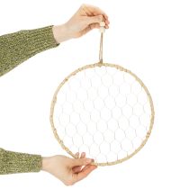 položky Boho kovový ozdobný prsten, stříbrný, Ø28cm s přírodní rafií, sada 4 kusů - závěsná dekorace, nástěnná dekorace