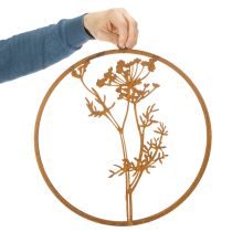 položky Kovový kroužek, rezavý kov, ozdobný kroužek, nástěnná dekorace, snítka kopru, Ø38cm