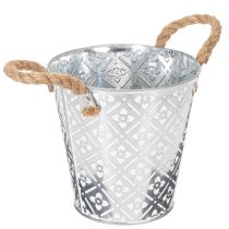 položky Kovový květináč, květináč s úchyty, květináč s květinovým vzorem Ø18cm