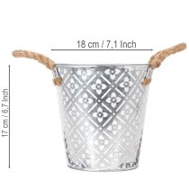 položky Kovový květináč, květináč s úchyty, květináč s květinovým vzorem Ø18cm