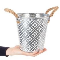položky Kovový květináč, květináč s úchyty, květináč s květinovým vzorem Ø18cm