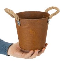 položky Kovový květináč s uchy, bylinkový květináč, dekorace z rezu Ø16,5 cm V15 cm
