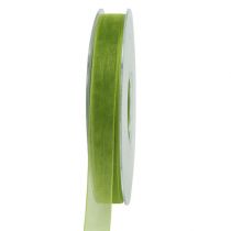 položky Organzová stuha zelená dárková stuha tkaný okraj olivově zelená 15mm 50m