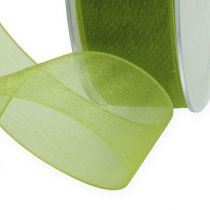 položky Organzová stuha zelená dárková stuha tkaný okraj olivově zelená 25mm 50m