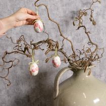položky Velikonoční dekorace na vajíčka, motiv tulipánů se stuhou k zavěšení a jarní dekoraci, 6 cm, 12 kusů