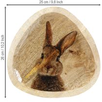 položky Velikonoční talíř Dřevěný dekorační talíř Králík ve vejci přírodní 25x26cm