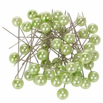 položky Špendlíky s perleťovou hlavičkou, jablečně zelené, Ø10mm, 60mm