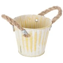 položky Květináč, kovový květináč s uchy, dekorativní květináč, růžový/zelený/žlutý, shabby chic, Ø12 cm, V10 cm, sada 3 ks