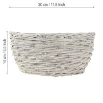 položky Sada proutěných květináčů, bílo-šedá, dekorace v shabby chic, 3 kusy