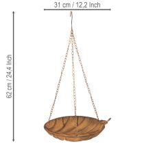 položky Dekorativní závěsná mísa, zahradní dekorace, rezavý vzhled, Ø31cm, D62cm