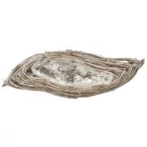 položky Miska na rostliny vlnitý ratan přírodní bílý 40x14x6cm 2ks