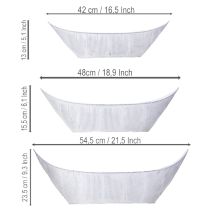 položky Květináč, ve tvaru lodičky, kov, bílá/stříbrná, 54,5/48/42 cm, sada 3 kusů