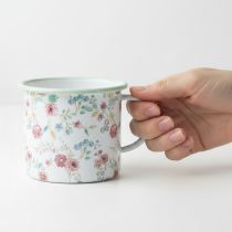 položky Dekorativní smaltovaný hrnek na pěstování růží s uchem bílý Ø9,5cm