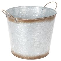 položky Květináč s uchy, dekorativní miska s rezavou úpravou, stříbrná kovová nádoba Ø26cm V25,5cm