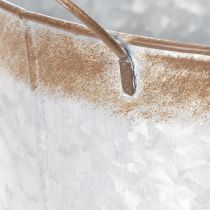 položky Květináč s uchy, dekorativní miska s rezavou úpravou, stříbrná kovová nádoba Ø26cm V25,5cm