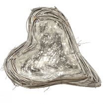 položky Dekorace z ratanu ve tvaru srdce, rostlina, ratanové révy, bílé 20x24cm