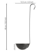 položky Miska na rostliny, dekorativní lopatka, antracitová, Ø12,5 cm, 3 kusy