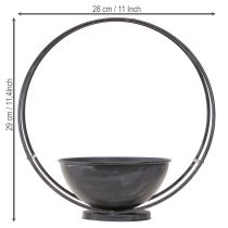 položky Miska s nohou, ozdobný kroužek, kov, antracit, V29 cm, 2 kusy