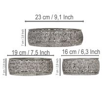 položky Dekorativní kovová miska, šedobílý vzor, Ø16/19,5/23,5 cm, sada 3 kusů